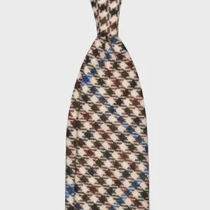 F.Marino Tweed Tie 3 Folds Checked Ivory White