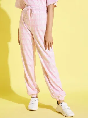 Girls Pink Xoxo Print Knit Joggers