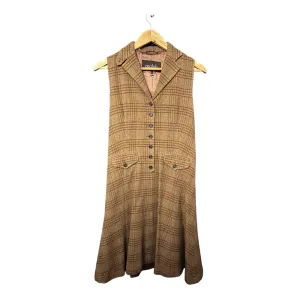 Moloh Wool Mid Brown Checked Sleeveless Dress UK Size 8