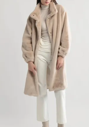 Shearling Collar Coat in Beige